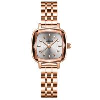 Women Wrist Watch, Zinc Alloy, with Glass & 304 Stainless Steel, Square, rose gold color plated, Life water resistant & Chinese movement & for woman 