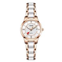 Women Wrist Watch, Zinc Alloy, with Glass & 304 Stainless Steel, Round, plated, Life water resistant & japanese movement & for woman & luminated & with rhinestone 