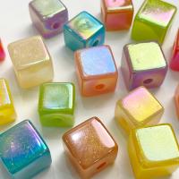 Plating Acrylic Beads,  Square, colorful plated, DIY [