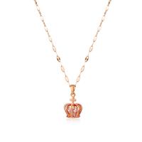 Cubic Zirconia Stainless Steel Necklace, 304 Stainless Steel, Crown, plated, fashion jewelry & micro pave cubic zirconia & for woman, rose gold color Approx 15.75 Inch [