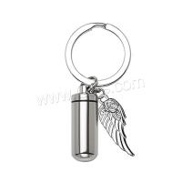 304 Stainless Steel Cinerary Casket Key Chain, Wing Shape, can open and put into something & Unisex, original color Inner Approx 24mm 