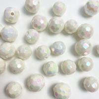 Plating Acrylic Beads, Round, colorful plated, DIY & faceted, white [