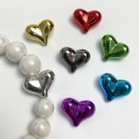 Perles acryliques plaquée, Acrylique, coeur, Placage UV, DIY, plus de couleurs à choisir Environ Vendu par sac