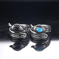 Titanium Steel Finger Ring, with turquoise, vintage & for man, original color [