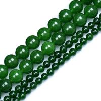 Einzelne Edelstein Perlen, Naturstein, rund, DIY & verschiedene Größen vorhanden, grün, Länge:ca. 38-39 cm, verkauft von Strang