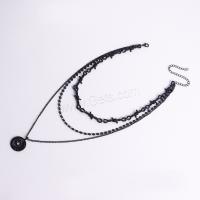 Fashion Multi Layer Necklace, Alloy, Round, plated, three layers & fashion jewelry & for woman & with rhinestone 