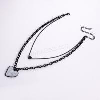 Fashion Multi Layer Necklace, Alloy, with Plank, Heart, plated, Double Layer & fashion jewelry & for woman 