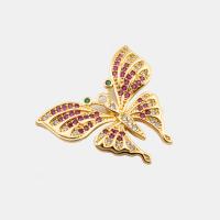 Cubic Zirconia Micro Pave Sterling Silver Pendant, 925 Sterling Silver, Butterfly, real gold plated, DIY & micro pave cubic zirconia, gold Approx 2mm 