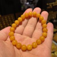 Gemstone Bracelets, Beeswax, fashion jewelry & for woman, yellow, 8mm Approx 18 cm [