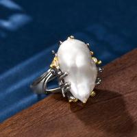 Cultured Freshwater Pearl Finger Ring, with Brass, fashion jewelry & for woman 