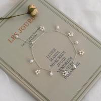 Fashion Jewelry Anklet, Freshwater Pearl, with Brass, Adjustable & for woman, white, 3-4mm Approx 23-25 cm 