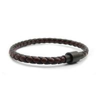 PU Leather Cord Bracelets, 304 Stainless Steel, with leather cord, fashion jewelry & Unisex, coffee color Approx 18 cm 