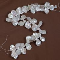 Perles nacres baroques de culture d'eau douce , perle d'eau douce cultivée, DIY, blanc, 14-15mm, Environ Vendu par brin[