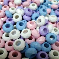 Solid Color Acrylic Beads, Rondelle, DIY & faceted & pearlized, mixed colors, 14mm, Approx 