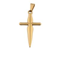 Stainless Steel Cross Pendants, 304 Stainless Steel, Vacuum Ion Plating, fashion jewelry & for woman, golden Approx 4mm 