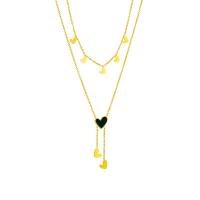Titanium Steel Jewelry Necklace, with 2.56inch extender chain, Heart, plated, Double Layer & for woman & enamel, golden Approx 15.35 Inch, Approx 16.93 Inch [