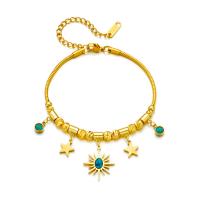 Titanium Steel Bracelet & Bangle, with turquoise, with 1.97inch extender chain, 18K gold plated, fashion jewelry & for woman, golden Approx 6.3 Inch 