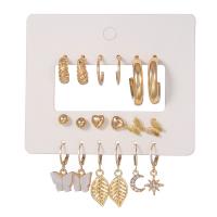 Zinc Alloy Drop Earring, gold color plated, nine pieces & fashion jewelry & for woman, golden 