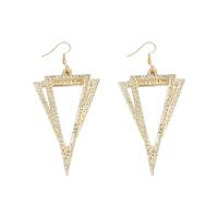Zinc Alloy Rhinestone Drop Earring, Triangle, gold color plated, fashion jewelry & for woman & with rhinestone, golden 