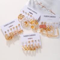 Plastic Pearl Zinc Alloy Earring, plated, 6 pieces & for woman [