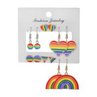 Enamel Zinc Alloy Drop Earring, 6 pieces & for woman, rainbow colors 
