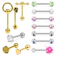 304 Stainless Steel Body Piercing Jewelry Set, Vacuum Ion Plating, 13 pieces & Unisex 5/6mm 