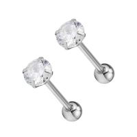Stainless Steel Tongue Ring, 304 Stainless Steel, with Cubic Zirconia, fashion jewelry & Unisex, original color [
