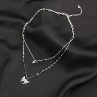 Rhinestone Zinc Alloy Necklace, Butterfly, fashion jewelry & for woman & with rhinestone 
