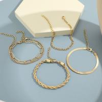 Zinc bracelets en strass en alliage , alliage de zinc, 5 pièces & bijoux de mode & unisexe & avec strass, doré, Vendu par fixé