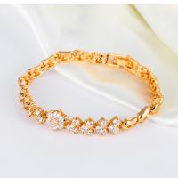 Cubic Zirconia Brass Bracelets, with Cubic Zirconia, fashion jewelry & for woman, gold Approx 175 mm 