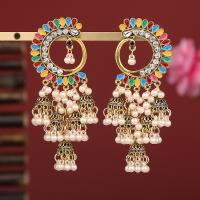Fashion Fringe Earrings, Zinc Alloy, with Plastic Pearl, plated, fashion jewelry & for woman 
