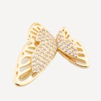 Cubic Zirconia Micro Pave Brass Beads, Butterfly, high quality plated, DIY & micro pave cubic zirconia, golden Approx 2mm [