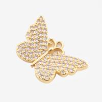 Cubic Zirconia Micro Pave Brass Pendant, Butterfly, high quality plated, DIY & micro pave cubic zirconia, golden Approx 1.5mm [