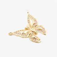 Cubic Zirconia Micro Pave Brass Connector, Butterfly, high quality plated, DIY & micro pave cubic zirconia, golden Approx 1.5mm [