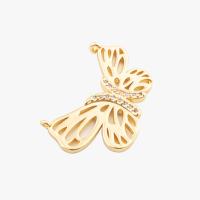 Cubic Zirconia Micro Pave Brass Connector, Butterfly, high quality plated, DIY & micro pave cubic zirconia, golden Approx 1mm [