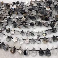 Rutilquarz Perlen, Schwarzer Rutilquarz, Tropfen, poliert, Folk-Stil & DIY, 9x13mm, Länge:ca. 38-40 cm, verkauft von Strang