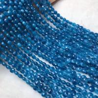 Single Gemstone Beads, Apatites, polished, folk style & DIY, dark blue Approx 38-40 cm 
