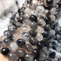Perles Quartz rutile, Quartz rutile noir, pepite, poli, style folk & DIY, beads length 10-12mm Environ 38-40 cm, Vendu par brin
