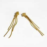 Fashion Fringe Earrings, 316L Stainless Steel, 18K gold plated, fashion jewelry & for woman, golden 