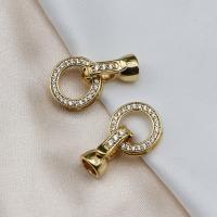 Brass Clasp Findings, high quality plated, DIY & micro pave cubic zirconia, golden [