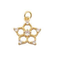 Cubic Zirconia Micro Pave Brass Pendant, Star, gold color plated, fashion jewelry & DIY & micro pave cubic zirconia, golden Approx 2mm [
