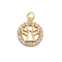 Cubic Zirconia Micro Pave Brass Pendant, Round, gold color plated, fashion jewelry & DIY & micro pave cubic zirconia, golden Approx 2mm [