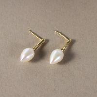 Freshwater Pearl Drop Earring, gold color plated, fashion jewelry & for woman, white 