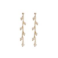 Freshwater Pearl Brass Earring, with Brass, 18K gold plated, fashion jewelry & for woman, white 