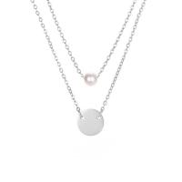 Stainless Steel Jewelry Necklace, 316L Stainless Steel, with Plastic Pearl, with 3cm extender chain, Round, Vacuum Ion Plating, Double Layer & fashion jewelry & for woman nickel, lead & cadmium free, 4mm Approx 35 cm 