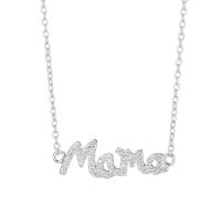 Cubic Zirconia Micro Pave Sterling Silver Necklace, 925 Sterling Silver, with 1.18inch extender chain, Alphabet Letter, fashion jewelry & micro pave cubic zirconia & for woman Approx 16.53 Inch [