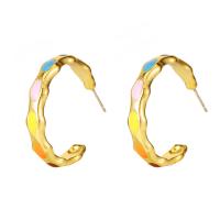 Enamel Zinc Alloy Stud Earring, plated, fashion jewelry & for woman, rainbow colors 