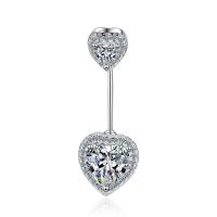 Belly Ring Jewelry, Brass, Heart, fashion jewelry & micro pave cubic zirconia & for woman 