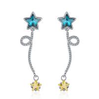 Cubic Zirconia Micro Pave Brass Earring, Star, fashion jewelry & micro pave cubic zirconia & for woman, 40mm 