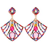 Zinc Alloy Rhinestone Drop Earring, fashion jewelry & for woman & with rhinestone, multi-colored 